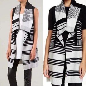 Vince Wool Cashmere Graphic Stripe Draped Vest  XS